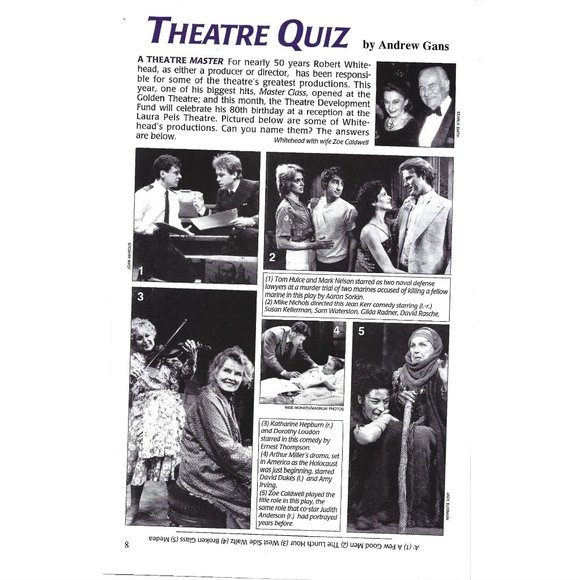 Theatre Quiz 1990s  Vintage Print Ad - Picture 1 of 2